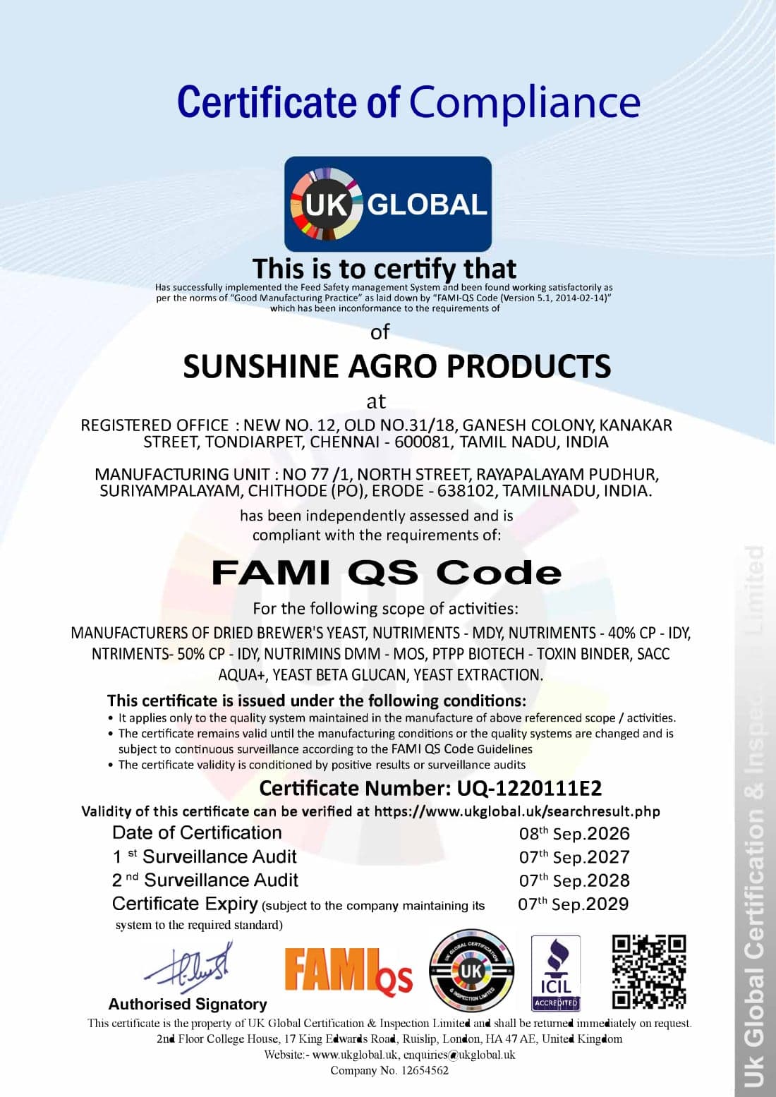 FAMI-QS certificate