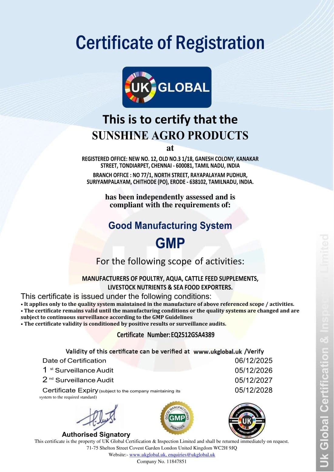 GMP certificate